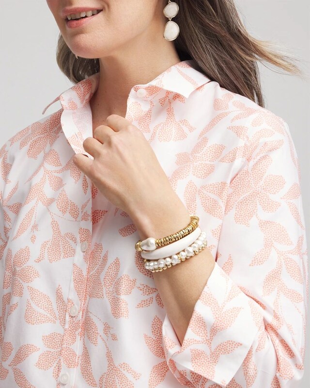 No Iron Floral Stretch Sateen Shirt - image 4